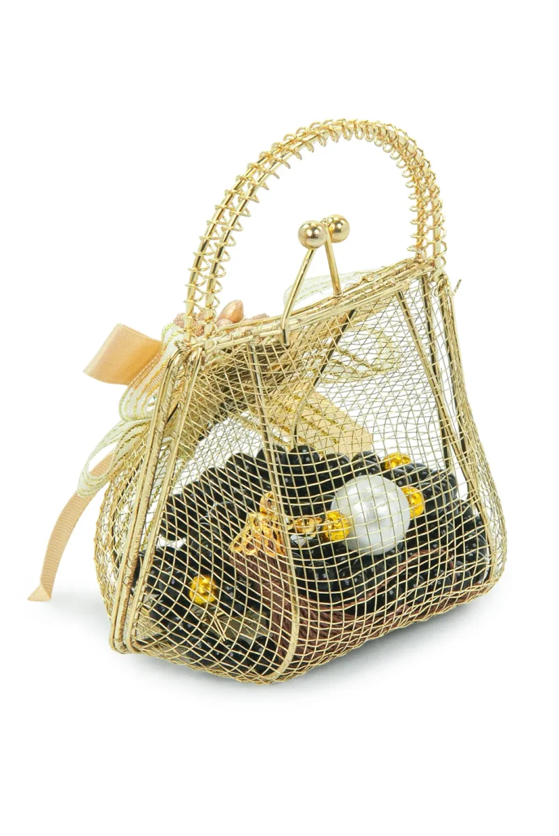 Gold Mini Çantalı İnci Tesbihli Mevlüt Hediye Seti - Siyah - 3