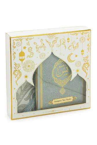 Gray Dowry Prayer Rug Set Suitable for the Bride's Bundle Religious Gift Personalized Yasin Book - ihvanonline (1)