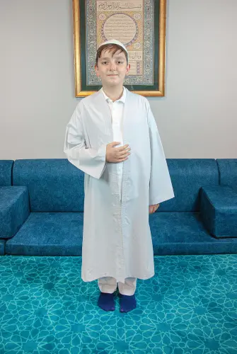Gri Buhara Yaka Namaz Elbisesi Erkek Çocuk Cübbe - 3