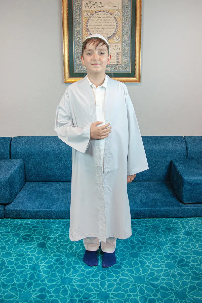 Gri Buhara Yaka Namaz Elbisesi Erkek Çocuk Cübbe - 3