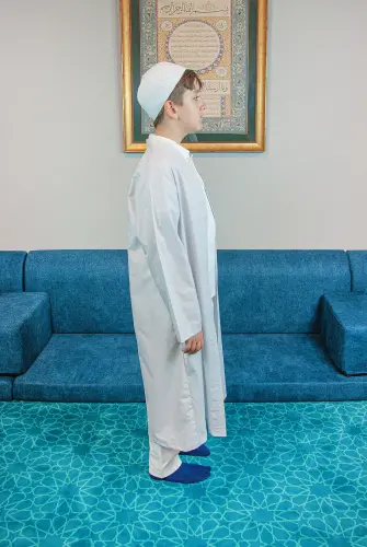 Gri Buhara Yaka Namaz Elbisesi Erkek Çocuk Cübbe - 4