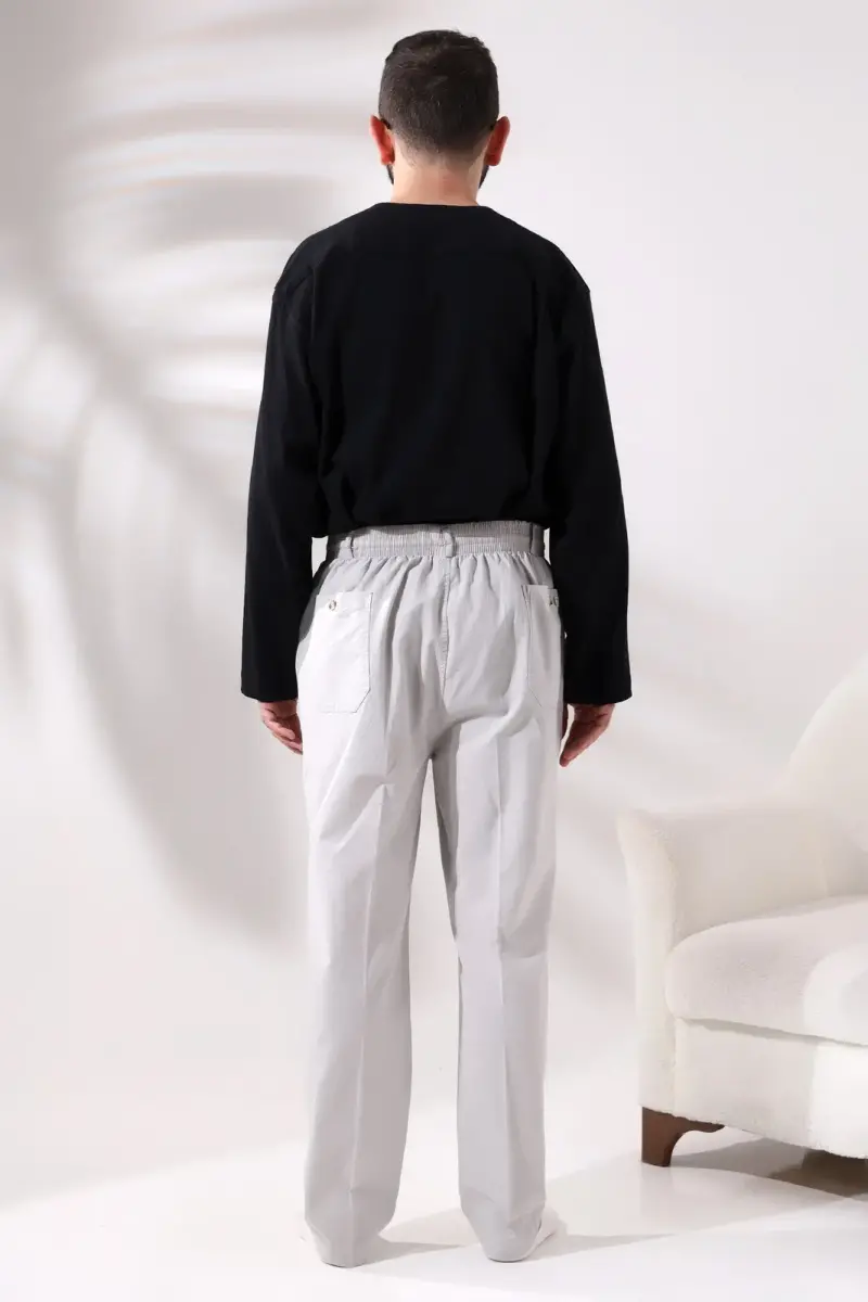 Keten Hac ve Umre Erkek Şalvar Pantolon Gri - 7