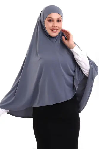 Gri Malezya Model Pratik Çarşaf Üstü Kolsuz Tesettür Sufle Eşarp - 3