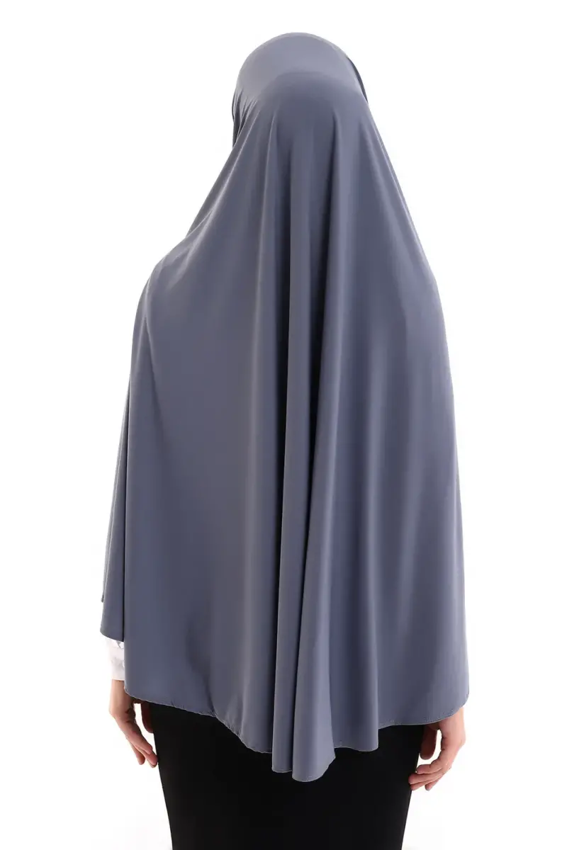 Gri Malezya Model Pratik Çarşaf Üstü Kolsuz Tesettür Sufle Eşarp - 6