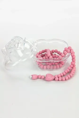 Gül Kutulu Kalp Desenli Gül Kokulu Tesbih - Pembe - 2