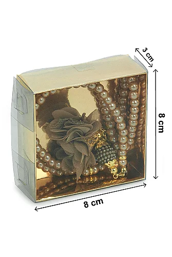 Güllü İnci Görünümlü Tesbih - Kutulu - Hac, Umre , Mevlüd Hediyeliği - Gold - ihvanonline (1)