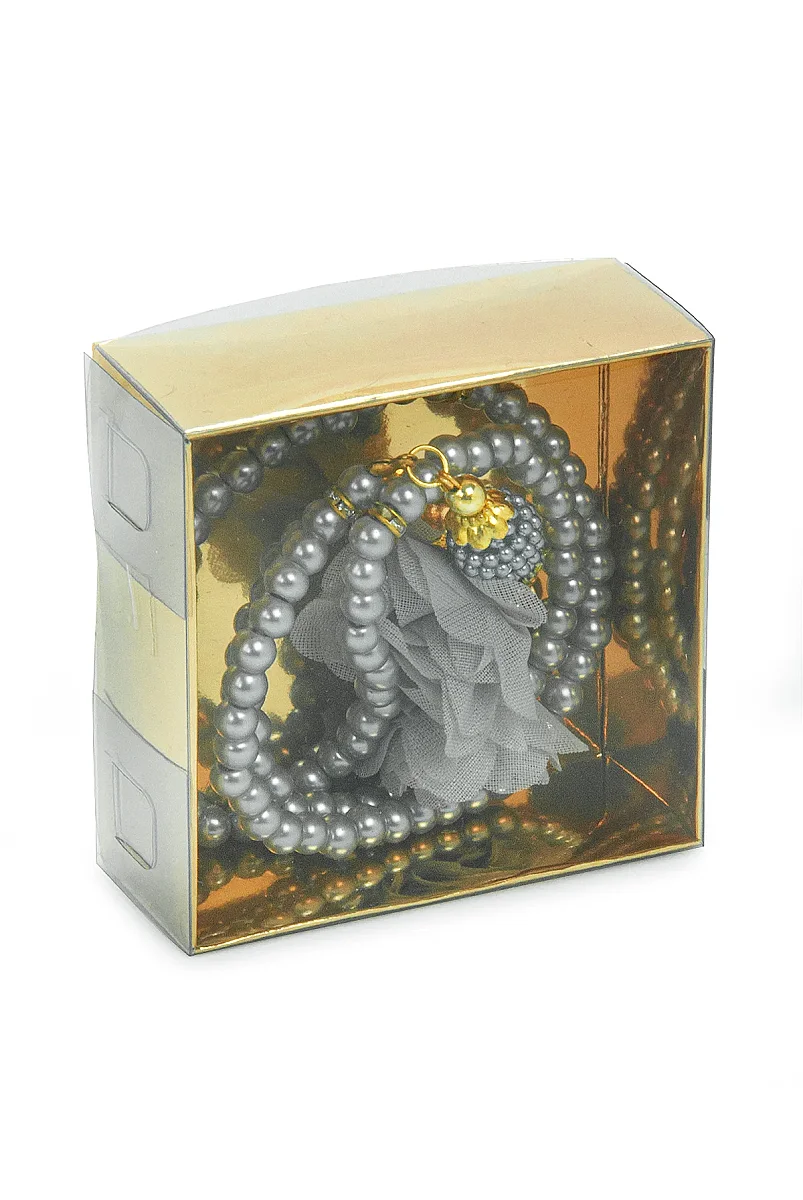 Güllü İnci Görünümlü Tesbih - Kutulu - Hac, Umre , Mevlüd Hediyeliği - Gri - 4