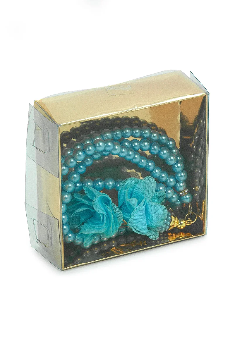 Güllü İnci Görünümlü Tesbih - Kutulu - Hac, Umre , Mevlüd Hediyeliği - Mavi - 3