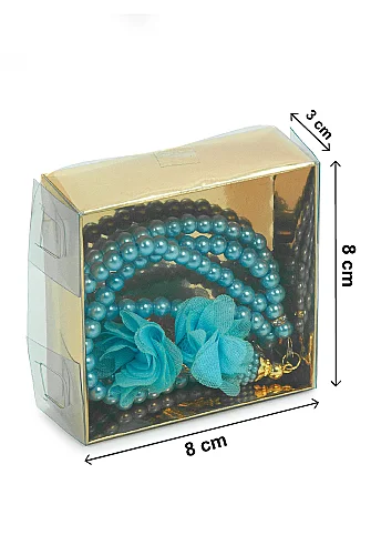 Güllü İnci Görünümlü Tesbih - Kutulu - Hac, Umre , Mevlüd Hediyeliği - Mavi - 5