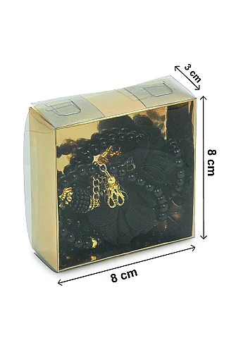 Güllü İnci Görünümlü Tesbih - Kutulu - Hac, Umre , Mevlüd Hediyeliği - Siyah - ihvanonline (1)