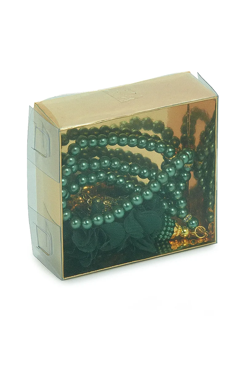 Güllü İnci Görünümlü Tesbih - Kutulu - Hac, Umre , Mevlüd Hediyeliği - Yeşil - 3