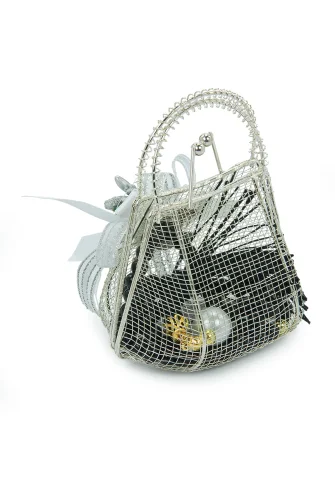 Gümüş Mini Çantalı İnci Tesbihli Mevlüt Hediye Seti - Siyah - 3