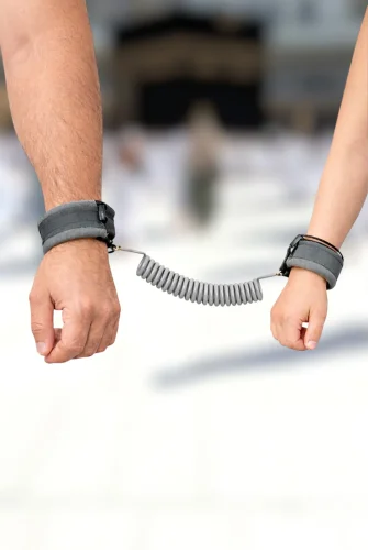 Hac Umre Çocuk Güvenlik Bilekliği Kayıp Önleyici Spiral Kordon - Gri - 2