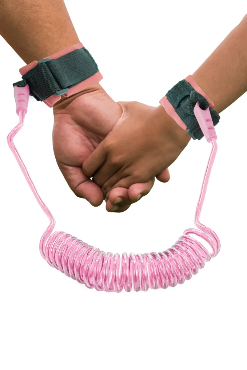 Hac Umre Çocuk Güvenlik Bilekliği Kayıp Önleyici Spiral Kordon - Pembe - 1