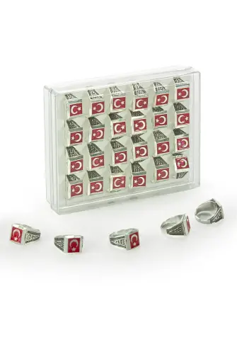 Hac Umre Hediyelik 24 Adet Ay Yıldız Türkiye Erkek Yüzüğü 