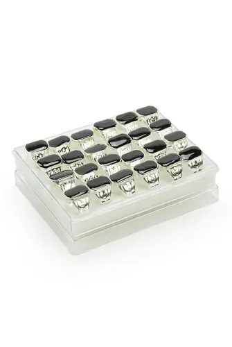 Hac Umre Hediyelik 24 Adet Gümüş Renk Erkek Yüzük - ihvanonline (1)