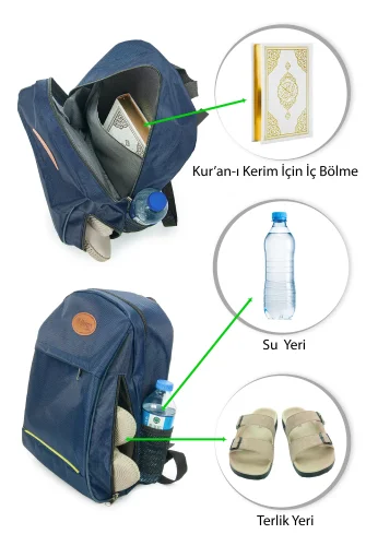 Hac Umre Seyahat Çantası, Su Geçirmez, Bölmeli Komple Astarlı Günlük Çanta Lacivert - 1