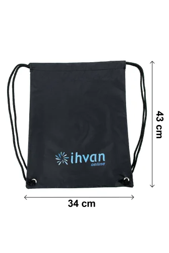 Hac Umre Terlik Çantası, Suya Dayanıklı, Büzmeli Ayarlanabilir Torba Sırt Çantası Siyah - 3