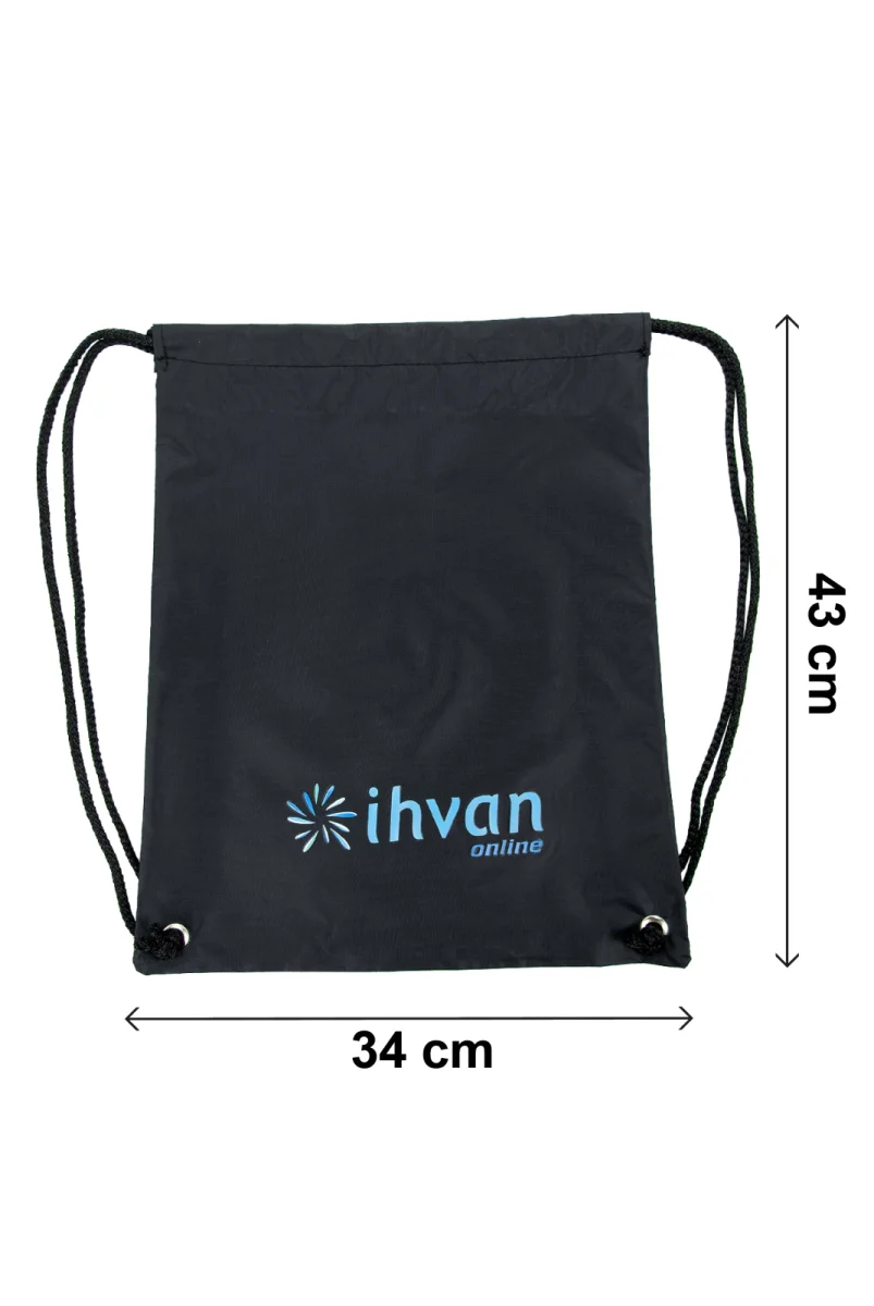 Hac Umre Terlik Çantası, Suya Dayanıklı, Büzmeli Ayarlanabilir Torba Sırt Çantası Siyah - 3