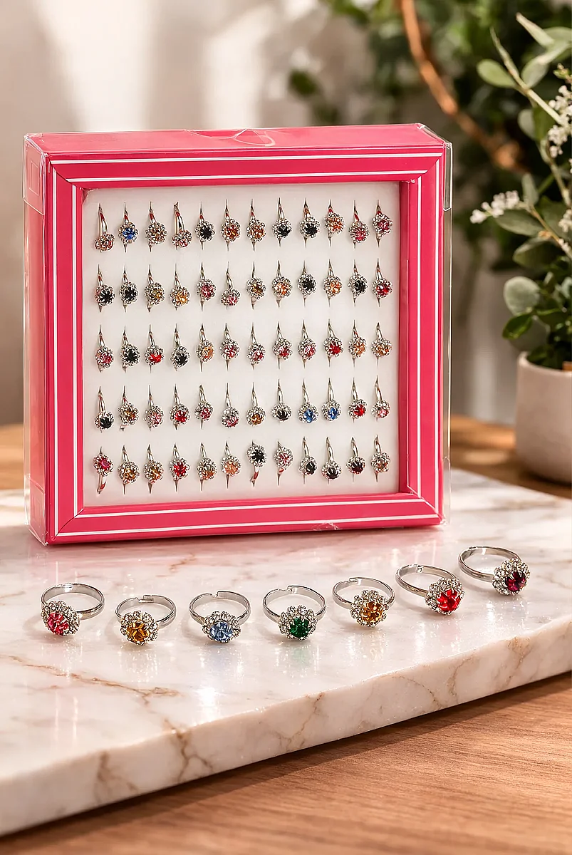 Hac Ve Umre Hediyelik Kız Çocuk Yüzüğü – Renkli Taşlı - 60 Adet - 1