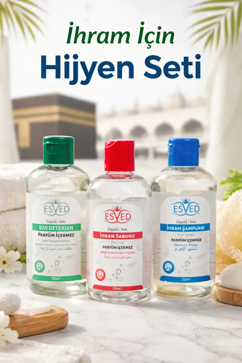 Hac ve Umre İçin İhrama Uygun Parfümsüz Hijyen Seti – Kokusuz Şampuan, Sabun ve Sıvı Deterjan - 1