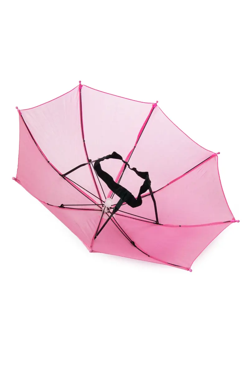 Hac ve Umre Kafa Şemsiyesi - Güneşten Koruyucu Pratik Şapka Şemsiye - Pembe - 3