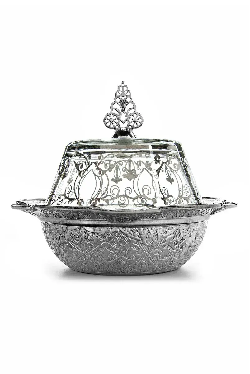 Hac Umrah Glass Covered Sugar Bowl and Date Bowl - 1