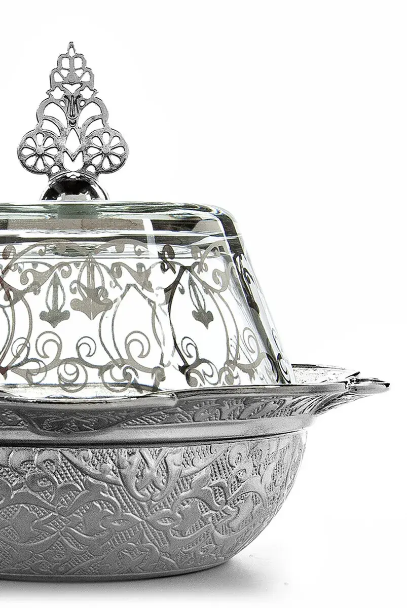 Hac Umrah Glass Covered Sugar Bowl and Date Bowl - 3