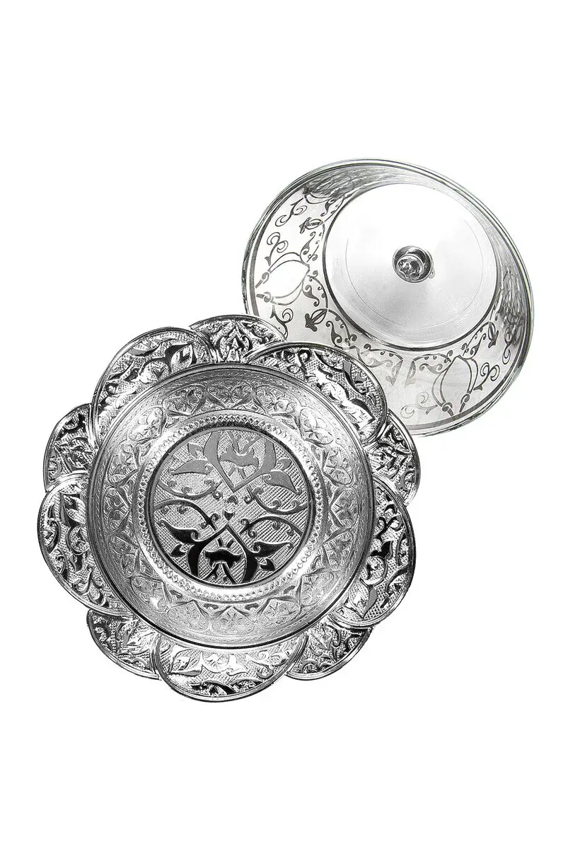 Hac Umrah Glass Covered Sugar Bowl and Date Bowl - 4