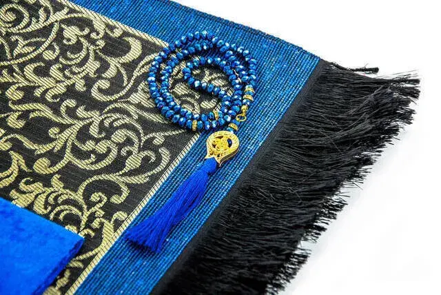 Hac Umre Mevlid Set 19 - Velvet Covered Yasin - Seccade - Rosary - Boxed - 3