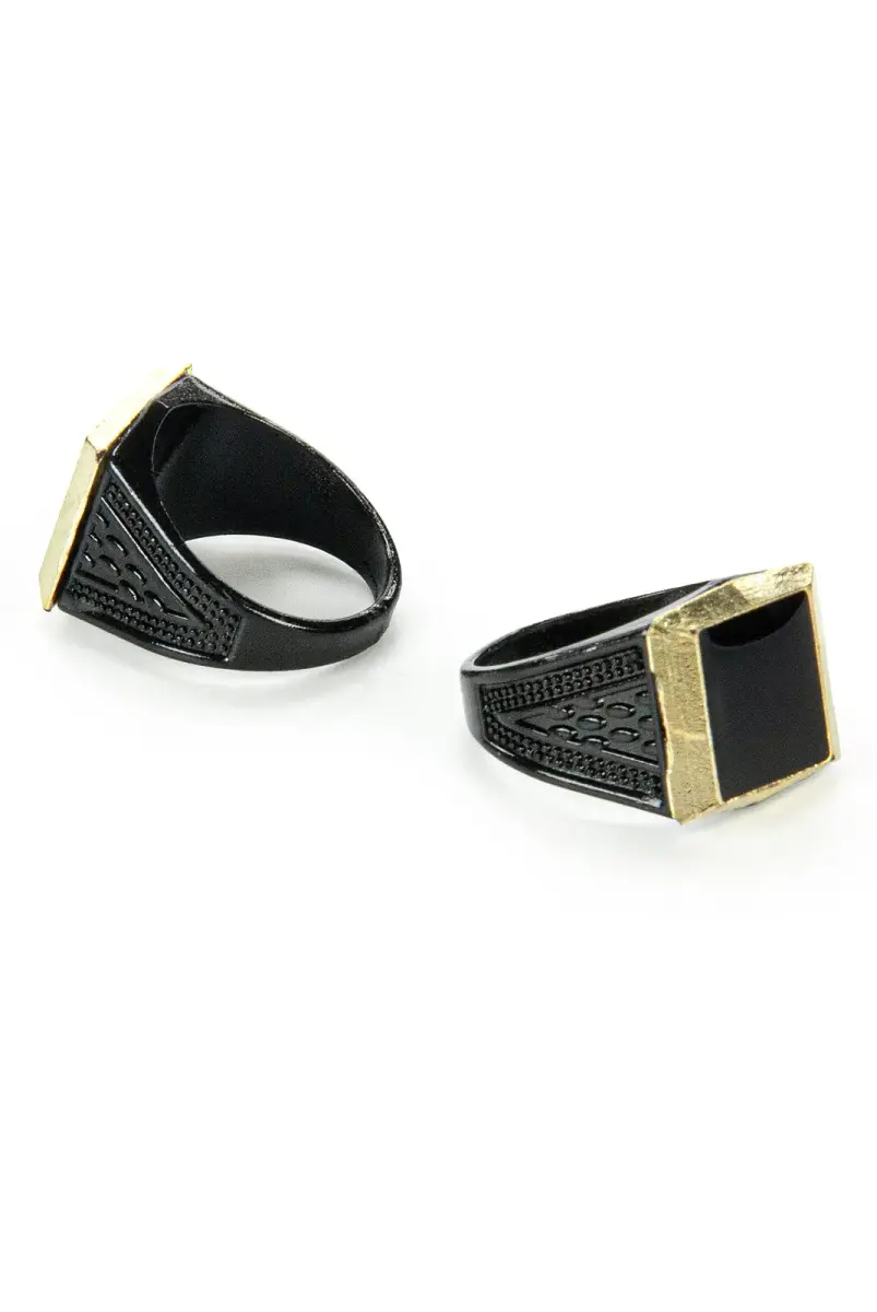 Hajj Umrah Gift 24 Pieces Checkered Patterned Men's Ring - 3