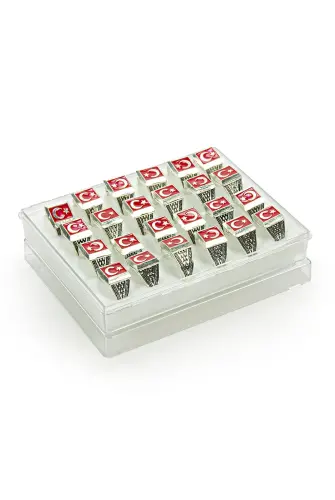 Hajj Umrah Gift 24 Pieces Crescent and Star Türkiye Men's Ring - 2