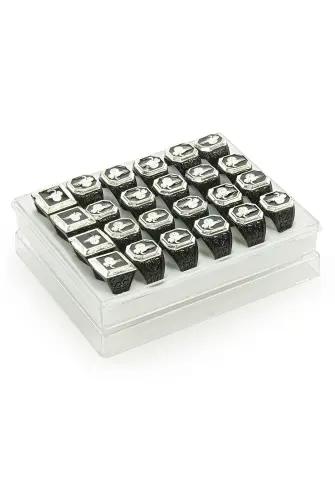 Hajj Umrah Gift 24 Pieces Ottoman Tugra Men's Ring - 2