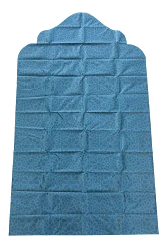 Hajj Umrah, Vehicle and Travel Prayer Mat with Dark Blue Leather Bag and Non-Slip Base - 6