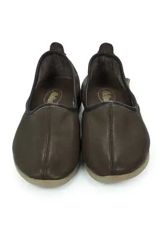 Hakiki Dana Derisi Hac Umre Tavaf Ayakkabısı Kauçuk Tabanlı Rahat ve Dayanıklı Dış Kullanıma Uygun Ayakkabı - Koyu Kahve - ihvanonline (1)