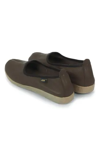 Hakiki Dana Derisi Hac Umre Tavaf Ayakkabısı Kauçuk Tabanlı Rahat ve Dayanıklı Dış Kullanıma Uygun Ayakkabı - Koyu Kahve - 3