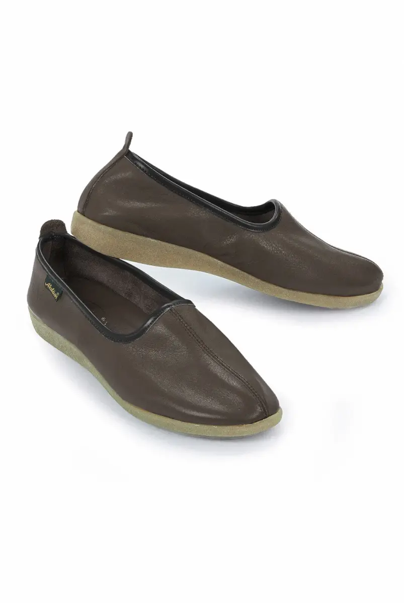 Hakiki Dana Derisi Hac Umre Tavaf Ayakkabısı Kauçuk Tabanlı Rahat ve Dayanıklı Dış Kullanıma Uygun Ayakkabı - Koyu Kahve - 6