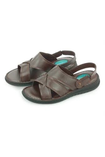 Hakiki Deri Ortopedik Topuk Jelli Erkek Sandalet Terlik - Hac Umre Günlük Rahat Taban Sandalet - Kahverengi - 4