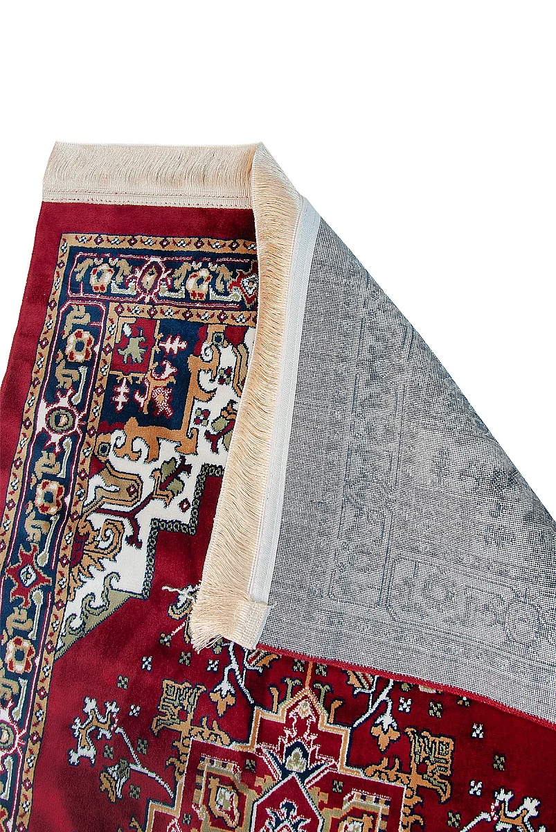 Halı Seccade Desenli – Klasik Motifli Kaymaz Tabanlı Namazlık - Kırmızı - 3