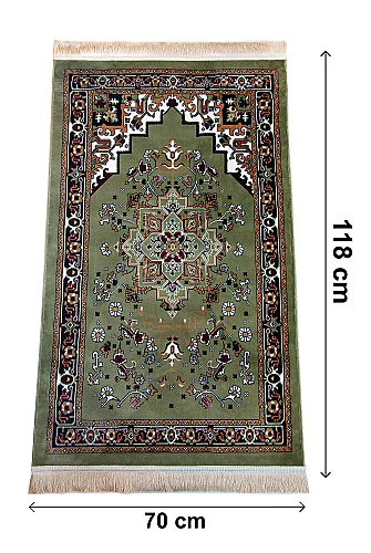 Halı Seccade Desenli – Klasik Motifli Kaymaz Tabanlı Namazlık - Yeşil - ihvanonline (1)