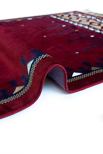 Halı Seccade Saçaklı Kaymaz Tabanlı Dokuma Seccade - Kırmızı - 5