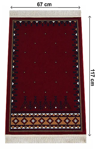 Halı Seccade Saçaklı Kaymaz Tabanlı Dokuma Seccade - Kırmızı - ihvanonline (1)