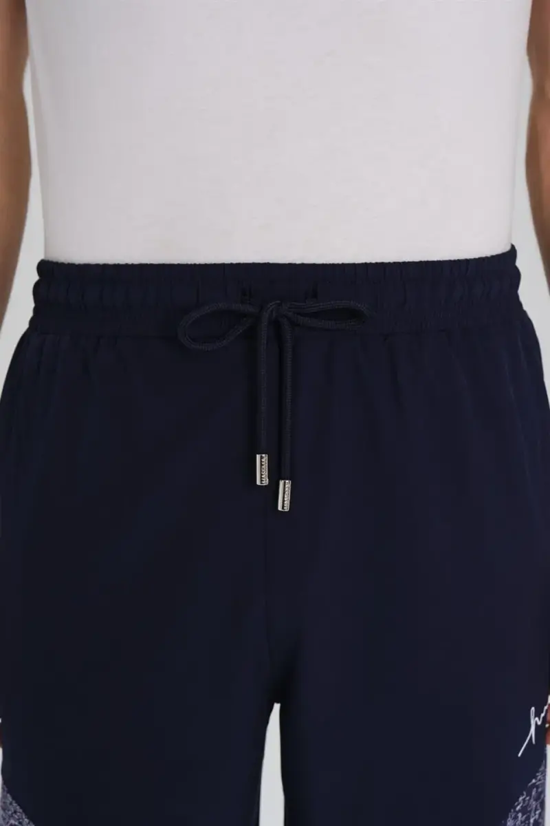 Haşema Desenli Fermuarlı Cepli Uzun Erkek Havuz ve Deniz Şortu 2413-25 Lacivert - 4