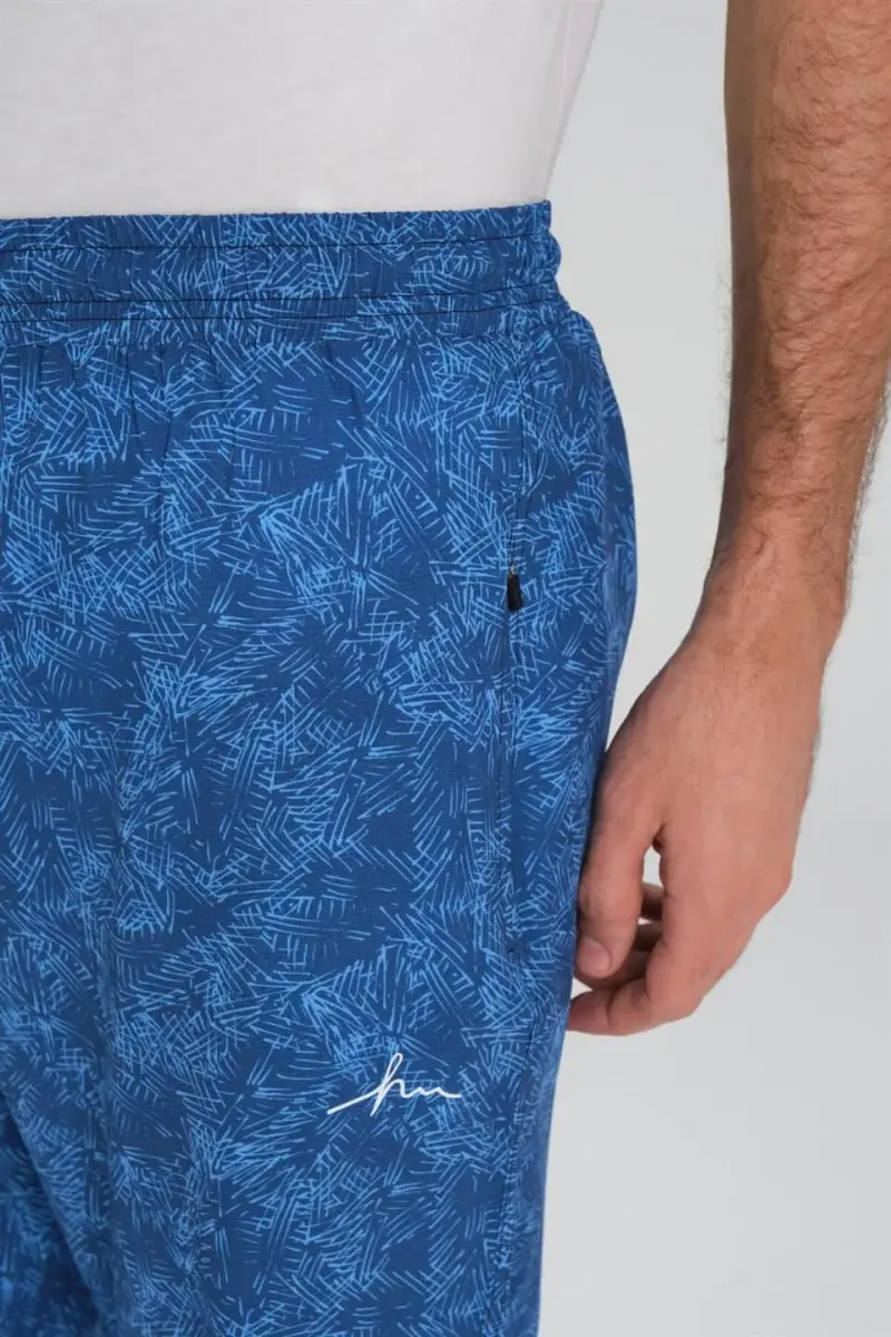 Haşema Desenli Fermuarlı Cepli Uzun Erkek Havuz ve Deniz Şortu 2419-25 Mavi - 6