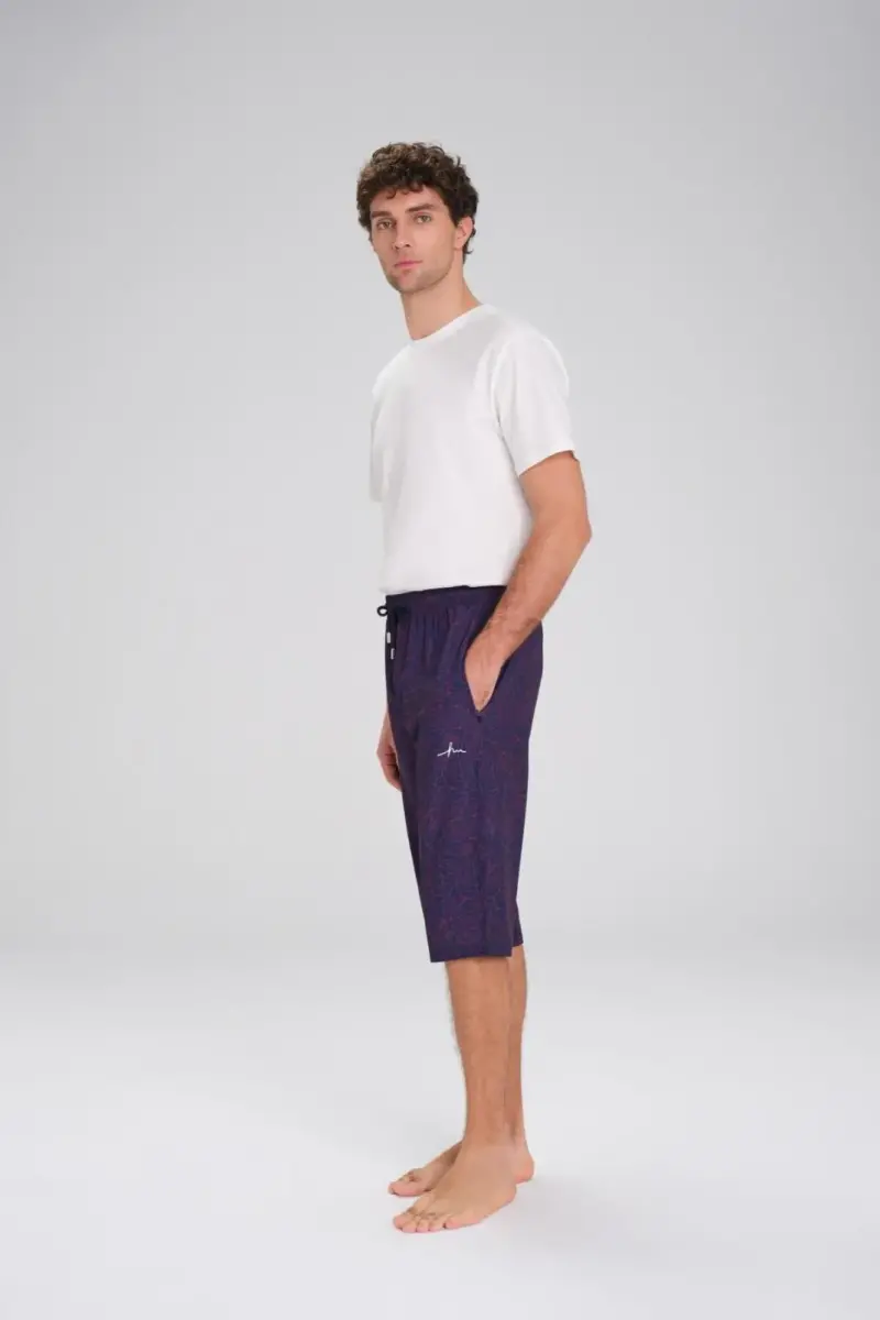 Haşema Desenli Lacivert Uzun Erkek Havuz ve Deniz Şortu 2414 - 2