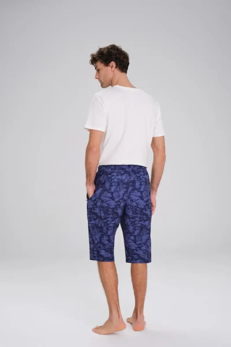 Haşema Desenli Lacivert Uzun Erkek Havuz ve Deniz Şortu 2414 - 3