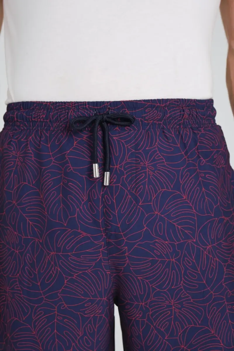 Haşema Desenli Lacivert Uzun Erkek Havuz ve Deniz Şortu 2414 - 4