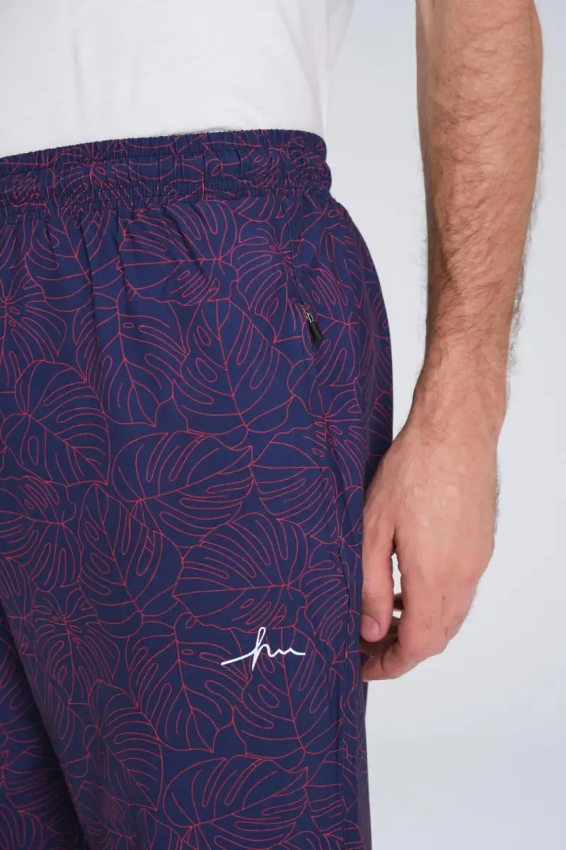 Haşema Desenli Lacivert Uzun Erkek Havuz ve Deniz Şortu 2414 - 5