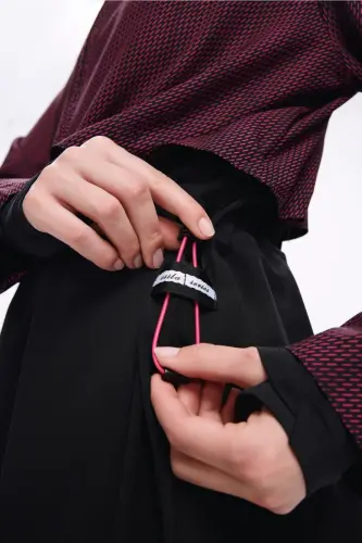 Haşema Esila 5 Parça Jileli Fermuarlı Tam Kapalı Tesettür Mayo Takımı 2934-25 Mor Siyah - 5