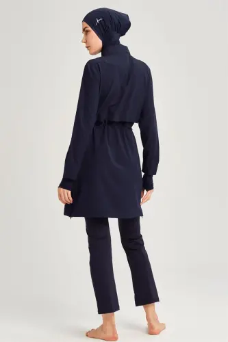Haşema Esila Fully Covered Hijab Swimsuit HSM-2934 Navy Blue - Haşema (1)